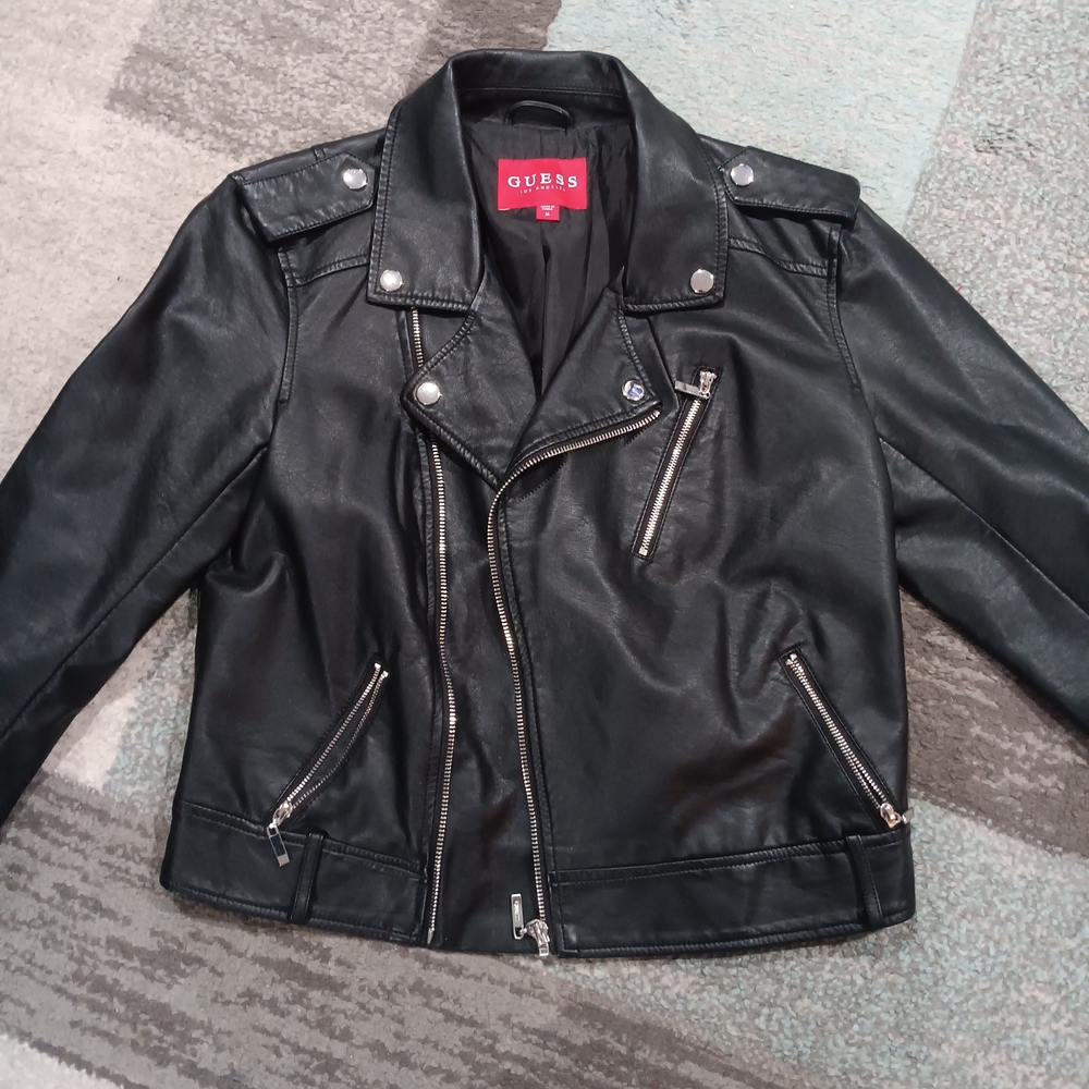 GUESS Black Leather Jacket for Men